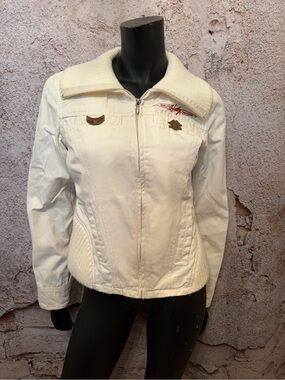 Harley Davidson Ivory Motorcycle Jacket with Pins